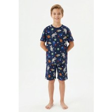 İsobel Kids Erkek Çocuk Uzay ve Astronot Desenli Kısa Kollu Şortlu Pijama Takımı