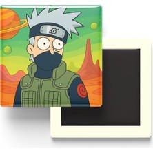 İberk Kakashi Hatake - 9x9 cm Baskılı Kare Buzdolap Magneti (Rozetli)