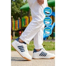 Walkway Lafonten 752 F Beyaz-Lacivert Cırtlı Erkek Çocuk Spor Ayakkabı