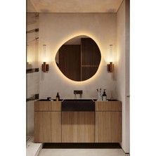 Faw Decor LED Işıklı Asimetrik Model Dekoratif Duvar Aynası, Modern Ayna Banyo Dekoru, LED Dresuar Aynası