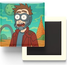 İberk Star-Lord - 9x9 cm Baskılı Kare Buzdolap Magneti (Rozetli)