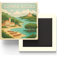 İberk Gine-Bissau - Guinea-Bissau - Paper Cut Art - Baskılı Buzdolap Magneti Kare - 9x9 cm