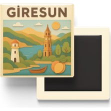 İberk Giresun - Memleket Temalı - Paper Cut Art - Baskılı Buzdolap Magneti Kare - 9x9 cm