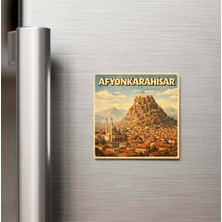 İberk Afyonkarahisar Şehri - Pop-Art Travel - 9x9 cm Buzdolap Magneti