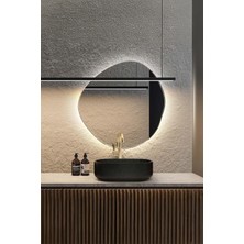Faw Decor LED Işıklı Asimetrik Model Dekoratif Duvar Aynası, Modern Ayna Banyo Dekoru, LED Dresuar Aynası