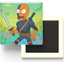 İberk Deathstroke - 9x9 cm Baskılı Kare Buzdolap Magneti (Rozetli)