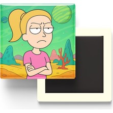 İberk Side Eye Chloe - 9x9 cm Baskılı Kare Buzdolap Magneti (Rozetli)
