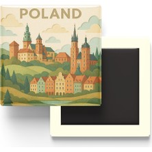 İberk Polonya - Poland - Paper Cut Art - Baskılı Buzdolap Magneti Kare - 9x9 cm