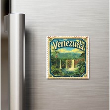 İberk Venezuela Venezuela - Posta Pulu Temalı Ülke - Baskılı Buzdolap Magneti Kare - 9x9 cm