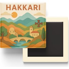 İberk Hakkâri - Memleket Temalı - Paper Cut Art - Baskılı Buzdolap Magneti Kare - 9x9 cm