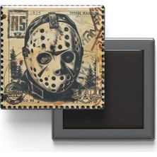 İberk Jason Voorhees - Baskılı Buzdolap Magneti Kare - 9x9 cm