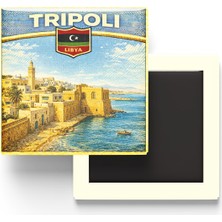 İberk Retro Libya Trablus Şehri Temalı Vintage Buzdolap Magneti – 9x9 cm