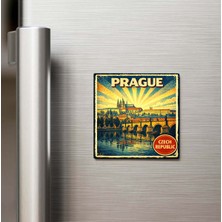 İberk Vintage Prag Şehri Temalı Buzdolap Magneti – 9x9 cm