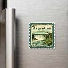 İberk Arjantin Argentina - Posta Pulu Temalı Ülke - Baskılı Buzdolap Magneti Kare - 9x9 cm