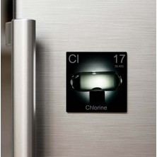 İberk Chlorine (Klor) Elementi – Buzdolap Magneti – 9x9 cm