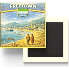 İberk Retro Sierra Leone Freetown Şehri Temalı Vintage Buzdolap Magneti – 9x9 cm
