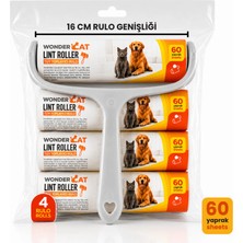Wondercat Yüksek Yapışkanlı Tüy Toplama Rulosu + 3 Yedek Rulo 60 Yaprak 16 cm