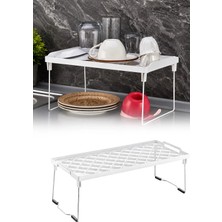 Omilife Katlanabilir Metal Ayaklı Mutfak Rafı Tezgah Üstü Tabak Bardak Düzenleyici Organizer