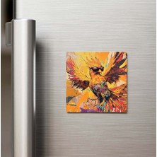 İberk Phoenix - Anka Kuşu - Güneş Gözlüklü Style - Buzdolap Magneti - 9x9 cm