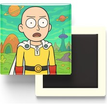 İberk Saitama - 9x9 cm Baskılı Kare Buzdolap Magneti (Rozetli)