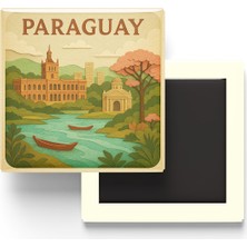 İberk Paraguay - Paraguay - Paper Cut Art - Baskılı Buzdolap Magneti Kare - 9x9 cm
