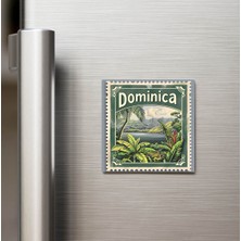 İberk Dominika Dominica - Posta Pulu Temalı Ülke - Baskılı Buzdolap Magneti Kare - 9x9 cm