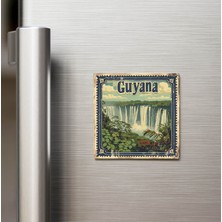 İberk Guyana Guyana - Posta Pulu Temalı Ülke - Baskılı Buzdolap Magneti Kare - 9x9 cm