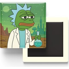 İberk Pepe Scientist - 9x9 cm Baskılı Kare Buzdolap Magneti (Rozetli)