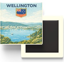 İberk Retro Yeni Zelanda Wellington Şehri Temalı Vintage Buzdolap Magneti – 9x9 cm