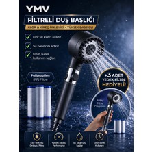 YMV Filtreli Masajlı Fonksiyonlu Duş Başlığı 3 Yedek Filtreli Yüksek Basınçlı Su Tasarruflu Banyo Duşu