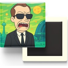İberk Agent Smith - 9x9 cm Baskılı Kare Buzdolap Magneti (Rozetli)