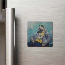 İberk Walrus - Mors - Güneş Gözlüklü Style - Buzdolap Magneti - 9x9 cm