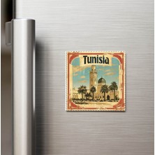 İberk Tunus Tunisia - Posta Pulu Temalı Ülke - Baskılı Buzdolap Magneti Kare - 9x9 cm
