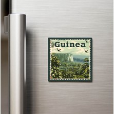 İberk Gine Guinea - Posta Pulu Temalı Ülke - Baskılı Buzdolap Magneti Kare - 9x9 cm