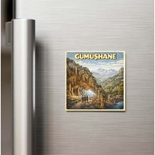İberk Gümüşhane Şehri - Pop-Art Travel - 9x9 cm Buzdolap Magneti