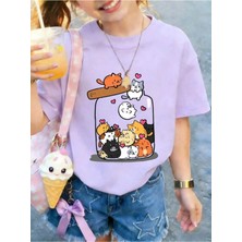 CC Collection Sevimli Kedi Desenli Çocuk Tişört Eğlenceli Baskılı Regular Fit