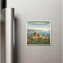 İberk Istanbul Şehri (Ayasofya) - Pop-Art Travel - 9x9 cm Buzdolap Magneti