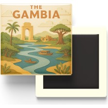 İberk Gambiya - Gambia - Paper Cut Art - Baskılı Buzdolap Magneti Kare - 9x9 cm
