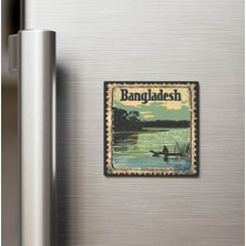 İberk Bangladeş Bangladesh - Posta Pulu Temalı Ülke - Baskılı Buzdolap Magneti Kare - 9x9 cm