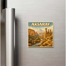 İberk Aksaray Şehri - Pop-Art Travel - 9x9 cm Buzdolap Magneti