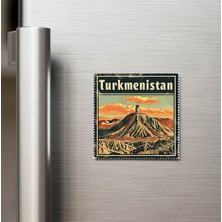 İberk Türkmenistan Turkmenistan - Posta Pulu Temalı Ülke - Baskılı Buzdolap Magneti Kare - 9x9 cm
