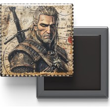 İberk Geralt Of Rivia - Baskılı Buzdolap Magneti Kare - 9x9 cm