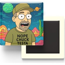 İberk Nope Chuck Testa - 9x9 cm Baskılı Kare Buzdolap Magneti (Rozetli)