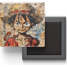 İberk Luffy - Baskılı Buzdolap Magneti Kare - 9x9 cm