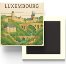 İberk Lüksemburg - Luxembourg - Paper Cut Art - Baskılı Buzdolap Magneti Kare - 9x9 cm