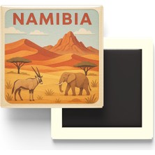 İberk Namibya - Namibia - Paper Cut Art - Baskılı Buzdolap Magneti Kare - 9x9 cm