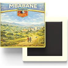 İberk Retro Esvatini Mbabane Şehri Temalı Vintage Buzdolap Magneti – 9x9 cm