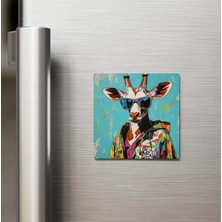 İberk Okapi - Okapi - Güneş Gözlüklü Style - Buzdolap Magneti - 9x9 cm