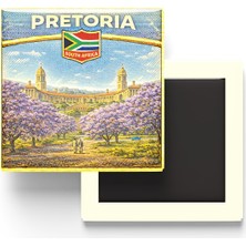İberk Retro Güney Afrika Pretoria Şehri Temalı Vintage Buzdolap Magneti – 9x9 cm