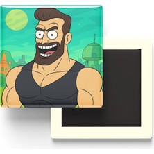 İberk Gigachad - 9x9 cm Baskılı Kare Buzdolap Magneti (Rozetli)